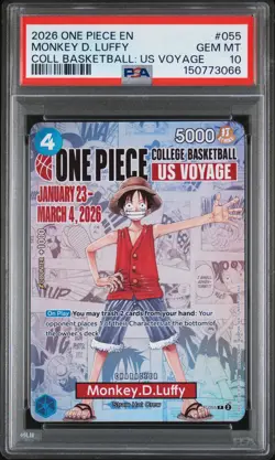 2026 ONE PIECE PROMOS ONE PIECE COLLEGE BK: US VOYAGE MONKEY D. LUFFY PSA 10 - Image 1