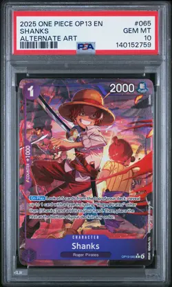 2025 ONE PIECE OP13-CARRYING ON HIS WILL ALTERNATE ART #065 SHANKS PSA 10 - Image 1