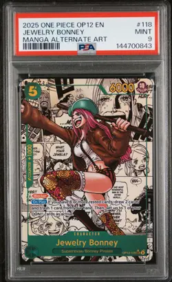 2025 ONE PIECE MANGA ALTERNATE ART OP12-118 JEWELRY BONNEY PSA 9 - Image 1