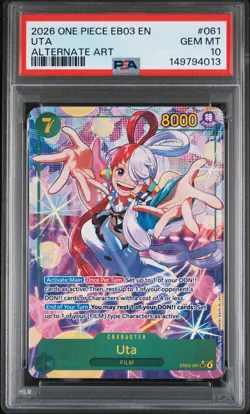 2026 ONE PIECE EB03-EXTRA BOOSTER -ONE PIECE HEROINES ED- #061 UTA PSA 10 - Image 1