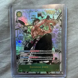 One Piece Roronoa Zoro MANGA Holo Foil OP06-118 9000 Power PROXY CARD - Image 1