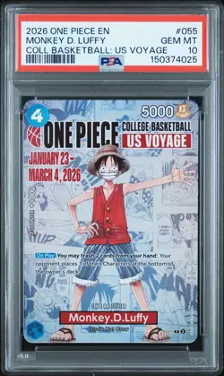 2026 ONE PIECE PROMOS ONE PIECE COLLEGE BK: US VOYAGE MONKEY D. LUFFY PSA 10 - Image 1