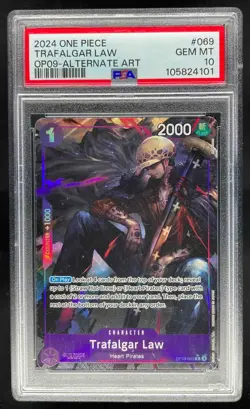 2024 One Piece Emperors Trafalgar Law Alternative Art PSA 10 Gem Mint #OP09-69 - Image 1