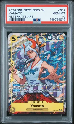 2026 ONE PIECE EB03-EXTRA BOOSTER -ONE PIECE HEROINES ED- #057 YAMATO PSA 10 - Image 1