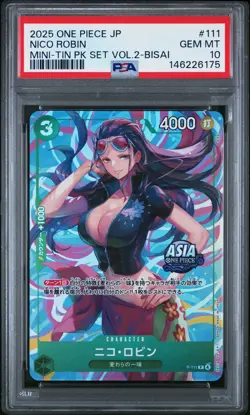 2025 ONE PIECE JPN MINI-TIN PACK SET VOL.2 BISAI #111 NICO ROBIN PSA 10 - Image 1