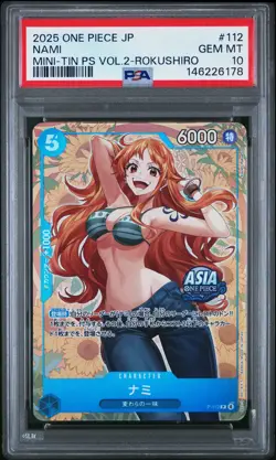 2025 ONE PIECE JPN MINI-TIN PACK SET VOL.2 KOUSHI ROKUSHIRO #112 NAMI PSA 10 - Image 1