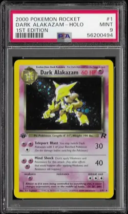 2000 Pokemon Rocket #1 Dark Alakazam 1st edition Holo PSA 9 MINT card 1/82 - Image 1