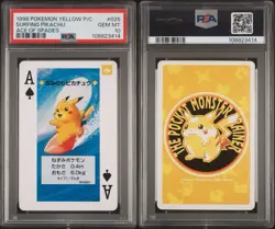 Surfing Pikachu Pokemon Card Playing Poker Yellow 1998 Nintendo PSA 10 - Image 3