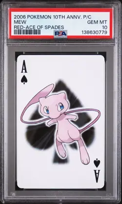 2006 POKEMON CENTER 10TH ANV PLAYING CARDS RED DECK ACE OF SPADES MEW PSA 10 - Image 1