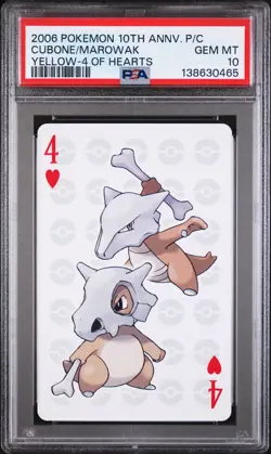 2006 POKEMON CENTER 10TH ANV PLAYING CARDS YELLOW DECK CUBONE/MAROWAK PSA 10 - Image 1