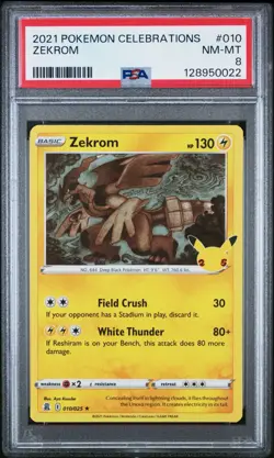 2021 Pokemon Celebrations 010/025 Zekrom PSA 8 Near Mint Holo Foil Rare Card TCG - Image 1