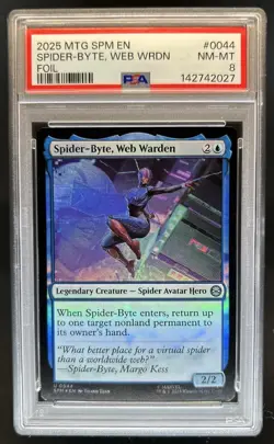 2025 Magic MTG Marvel's Spider-Man Spider-Byte Web Warden Foil #0044 PSA 8 - Image 1