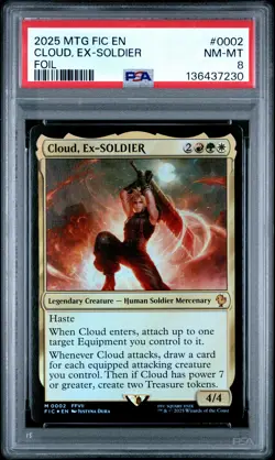 2025 MTG FINAL FANTASY COMMANDER FOIL #0002 CLOUD, EX-SOLDIER PSA 8 - Image 1