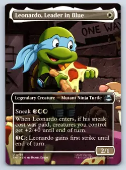MTG Leonardo Leader in Blue Borderless Normal U Teenage Mutant Ninja Turtles TMT - Image 1