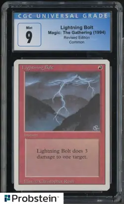 1994 MTG Magic The Gathering Revised Edition Lightning Bolt CGC 9 MINT - Image 1
