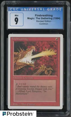 1994 MTG Magic The Gathering Revised Edition Firebreathing CGC 9 MINT - Image 1