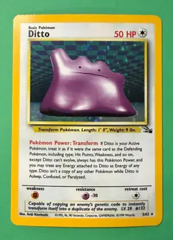*HEAVY PLAY* 1999 POKEMON TCG FOSSIL DITTO 3/62 HOLO - Image 1