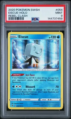 2020 POKEMON SWORD & SHIELD REBEL CLASH #054 EISCUE-HOLO PSA 9 - Image 1