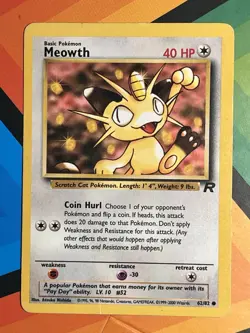 MEOWTH - 62/82 - Team Rocket - Pokemon Card - LP Vintage Nintendo Common WOTC - Image 1