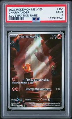 2023 POKEMON MEW EN-151 ILLUSTRATION RARE #168 CHARMANDER PSA 9 - Image 1