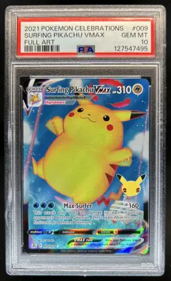 2021 Pokemon SWSH Celebrations Surfing Pikachu VM #009/025 PSA 10 GEM MINT - Image 1