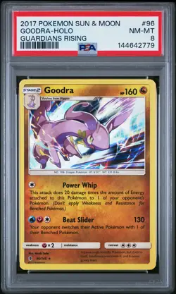 2017 POKEMON SUN & MOON GUARDIANS RISING #96 GOODRA-HOLO PSA 8 - Image 1