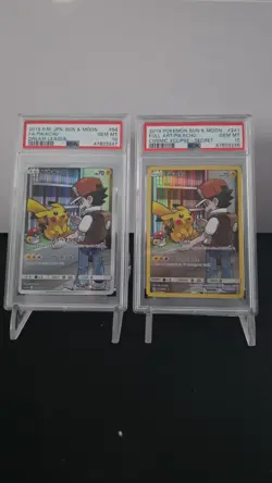 COMBO:2019 POKEMON SECRET #241 & JPN #54 FULL ART/PIKACHU PSA 10 - Image 1