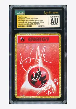 Pokemon CGC AUTH AUTO 10 Fire Energy Holo Yoshinobu Saito 2023 #FIR CLL Japanese - Image 1