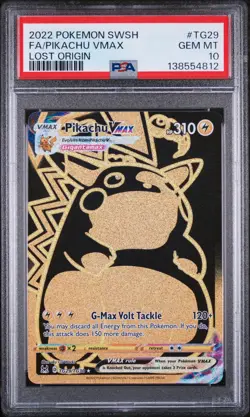 2022 POKEMON SWORD & SHIELD LOST ORIGIN #TG29 FULL ART/PIKACHU VMAX PSA 10 - Image 1