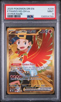 2025 POKEMON DRI EN-DESTINED RIVALS HYPER RARE #239 ETHAN'S HO-OH EX PSA 9 - Image 1
