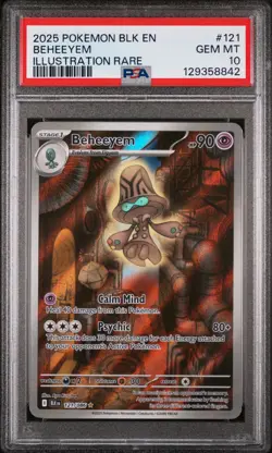 2025 POKEMON BLK EN-BLACK BOLT ILLUSTRATION RARE #121 BEHEEYEM PSA 10 - Image 1
