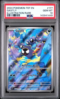 2024 POKEMON TEF EN-TEMPORAL FORCES ILLUSTRATION RARE #177 GASTLY PSA 10 - Image 1