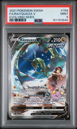 2021 POKEMON SWORD & SHIELD EVOLVING SKIES #194 FULL ART/RAYQUAZA V PSA 9 - Image 1