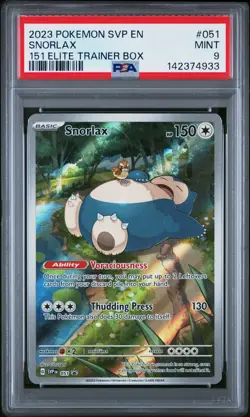 2023 POKEMON SVP EN-SV BLACK STAR PROMO 151 ELITE TRAINER BOX #051 SNORLAX PSA 9 - Image 1