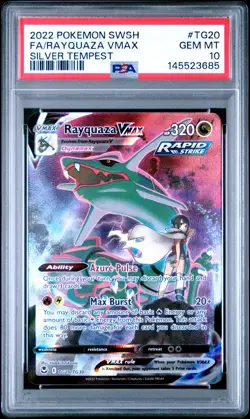 2022 POKEMON SWORD & SHIELD SILVER TEMPEST #TG20 FULL ART/RAYQUAZA VMAX PSA 10 - Image 1