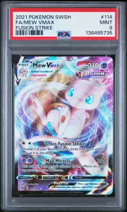 2021 POKEMON SWORD & SHIELD FUSION STRIKE #114 FULL ART/MEW VMAX PSA 9 - Image 1