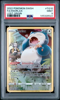 2022 POKEMON SWORD & SHIELD LOST ORIGIN #TG10 FULL ART/SNORLAX PSA 9 - Image 1