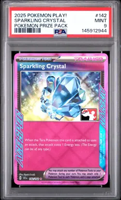2025 POKEMON PLAY! POKEMON PRIZE PACK #142 SPARKLING CRYSTAL PSA 9 - Image 1