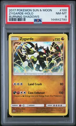 2017 POKEMON SUN & MOON BURNING SHADOWS #100 ZYGARDE-HOLO PSA 8 - Image 1