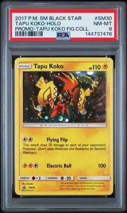 2017 POKEMON SM BLACK STAR PROMO TAPU KOKO FIGURE COLL TAPU KOKO-HOLO PSA 8 - Image 1