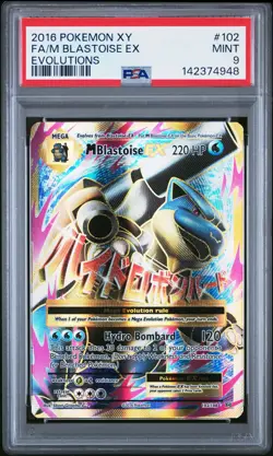 2016 POKEMON XY EVOLUTIONS #102 FULL ART/M BLASTOISE EX PSA 9 - Image 1