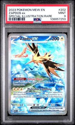 2023 POKEMON MEW EN-151 SPECIAL ILLUSTRATION RARE #202 ZAPDOS EX PSA 9 - Image 1