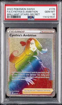 2022 POKEMON SWORD & SHIELD BRILLIANT STARS FULL ART/CYNTHIA'S AMBITION PSA 10 - Image 1