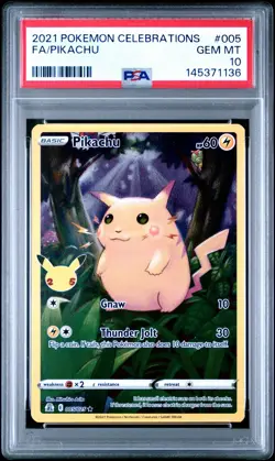 2021 POKEMON CELEBRATIONS #005 FULL ART/PIKACHU PSA 10 - Image 1