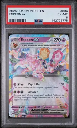 2025 POKEMON PRE EN-PRISMATIC EVOLUTIONS #034 ESPEON EX PSA 6 - Image 1