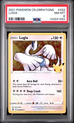 2021 POKEMON CELEBRATIONS #022 LUGIA PSA 8 - Image 1
