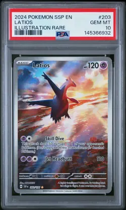 2024 POKEMON SSP EN-SURGING SPARKS ILLUSTRATION RARE #203 LATIOS PSA 10 - Image 1
