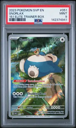 2023 POKEMON SVP EN-SV BLACK STAR PROMO 151 ELITE TRAINER BOX #051 SNORLAX PSA 9 - Image 1