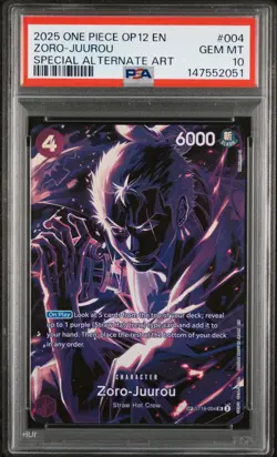 2025 ONE PIECE OP12-LEGACY OF THE MASTER #004 ZORO-JUUROU PSA 10 - Image 1