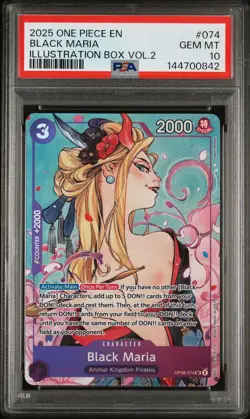 2025 ONE PIECE PROMOS ILLUSTRATION BOX VOL.2 #074 BLACK MARIA PSA 10 - Image 1
